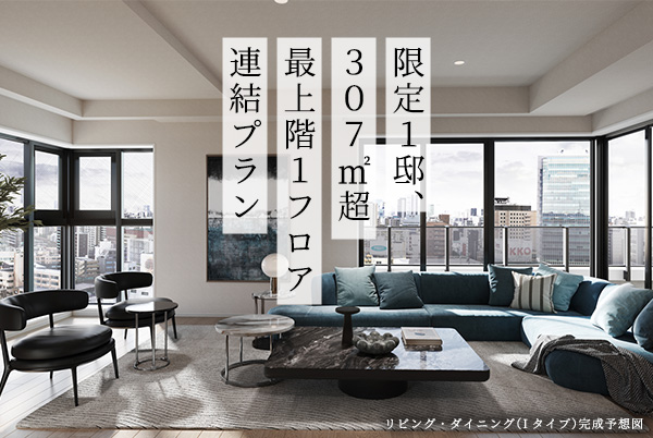 限定１邸、307m2超最上階連結プラン